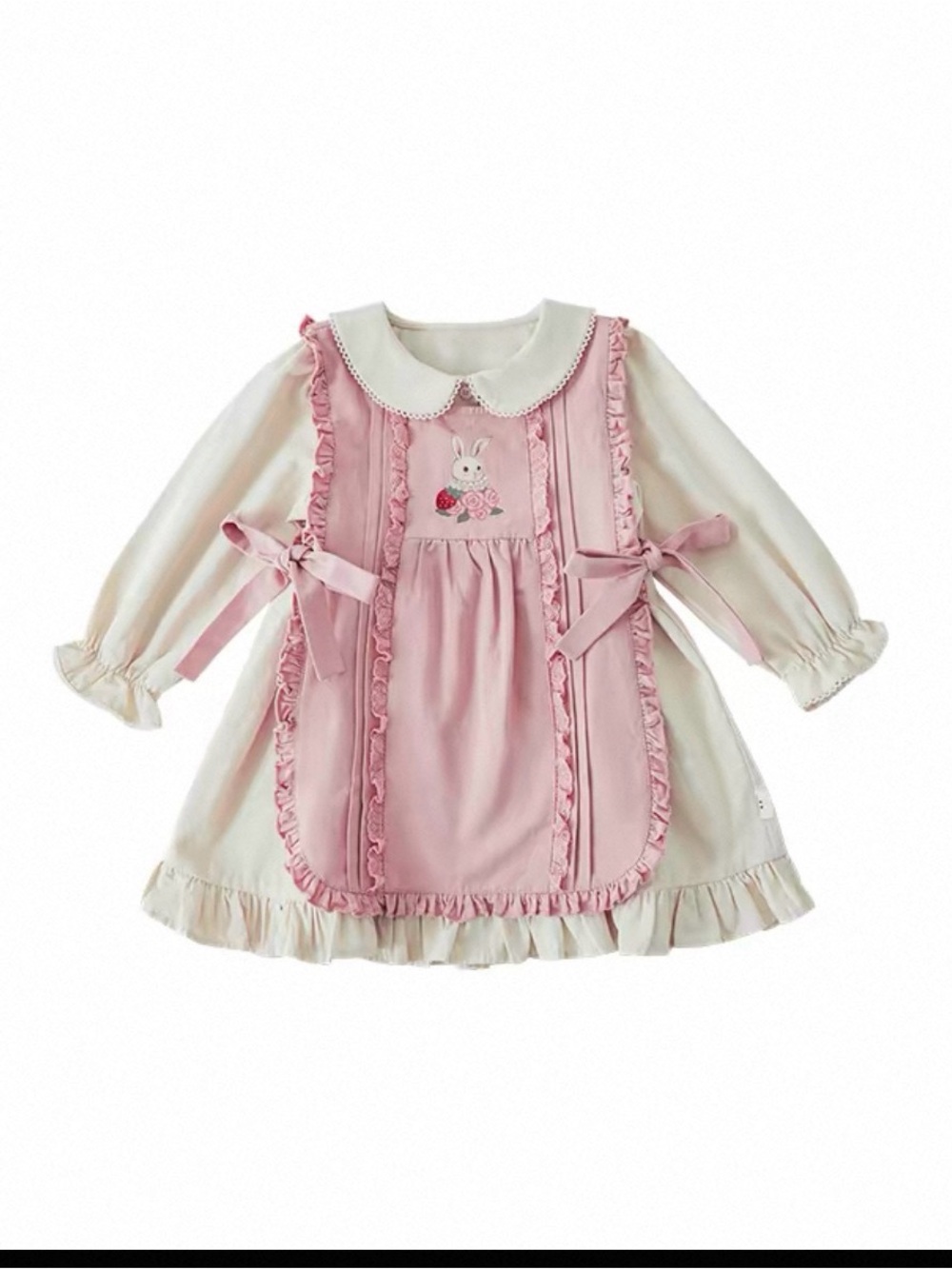 Romantic Rabbit Pink Ruffle Apron Dress set - Picture 2 of 6